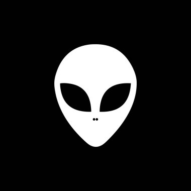 Uzaylı Başı Simgesi - Minimalist bir vektör tasarımı Büyük gözlü bir uzaylı kafası. Uzay, bilim kurgu ve dünya dışı temalarla ilgili projeler için mükemmel..