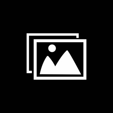 Resim Galerisi Simgesi Simge Vektör-A bir dağ manzaralı iki fotoğraf çerçevesi içeren temiz ve basit bir vektör tasarımı, resim galerileri, fotoğrafçılık veya medya uygulamaları için mükemmel.