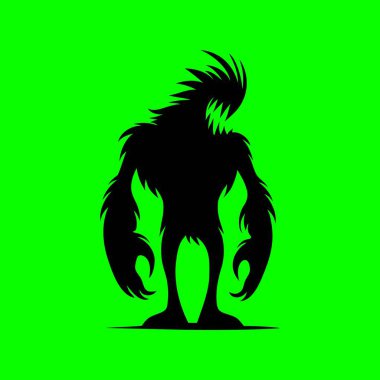 Neon Yeşil Arkaplanda Keskin Dişleri olan Vahşi Canavar Silueti