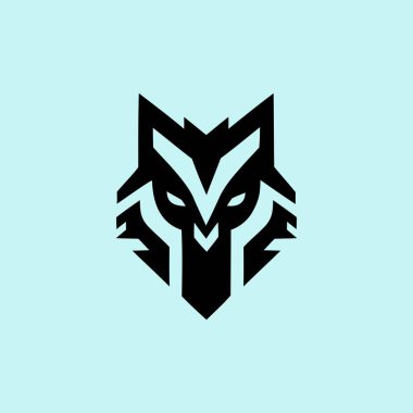Yumuşak Mavi Arkaplanda Geometrik Kurt Başı Logosu