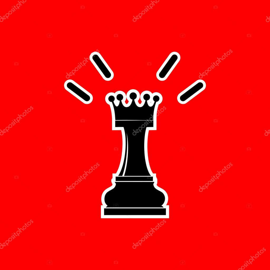 Royal Chess Vector Art. A bold and modern vector illustration of a chess rook and bishop, symbolizing strategy and power. The black-and-white design contrasts against a striking red background.