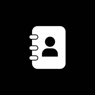 Siyah ve Beyaz olarak Minimum İletişim Defteri Simgesi. Siyah beyaz kullanıcı sembollü basit bir iletişim kitabı simgesi. Uygulamalar, telefon arayüzleri, adres defterleri, dijital iletişim ya da UI tasarımı için mükemmel.