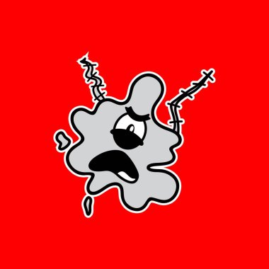 Dikenli Tel Kollu Komik Kızgın Blob Karakteri