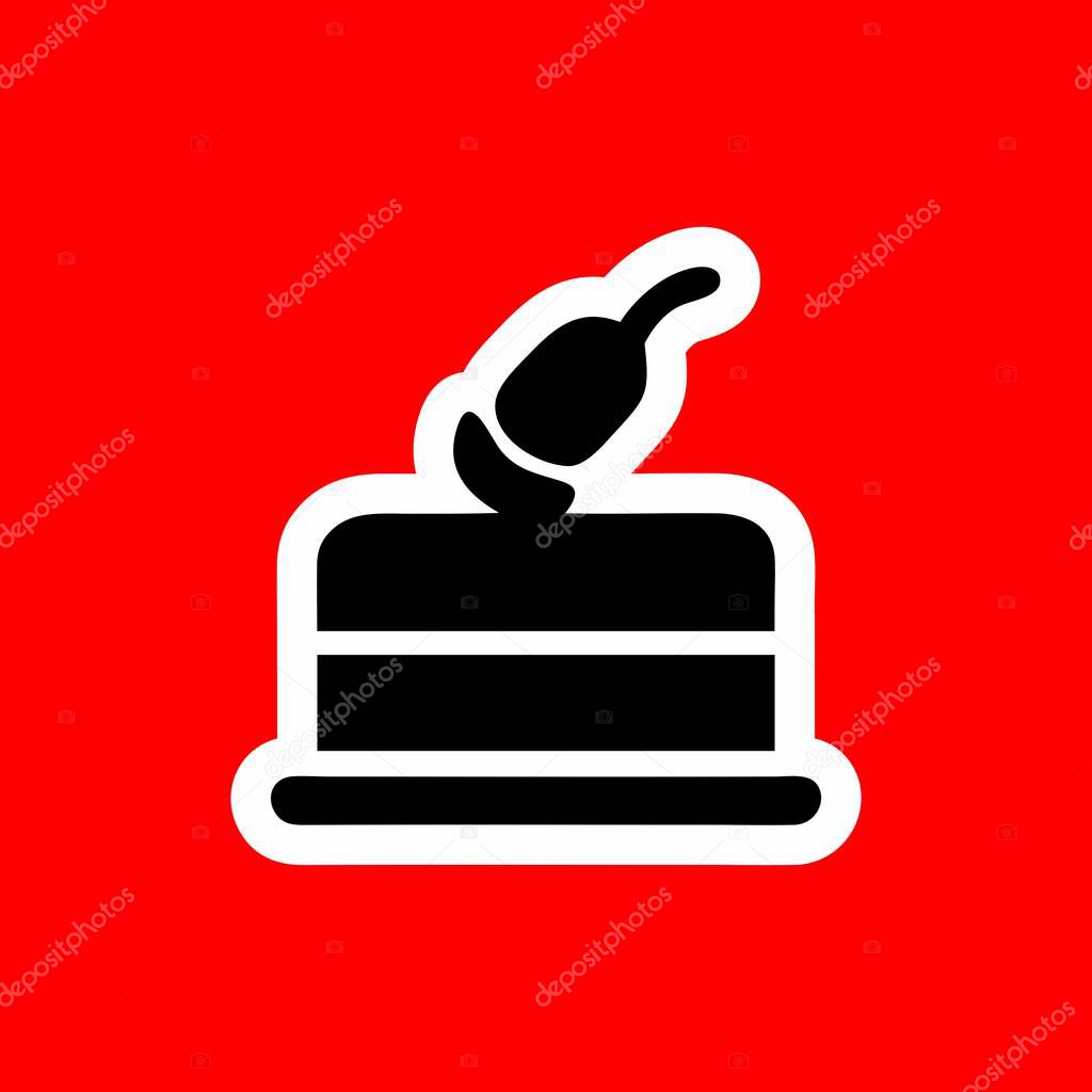 Spicy Cake Icon with Chili Pepper on Red Background