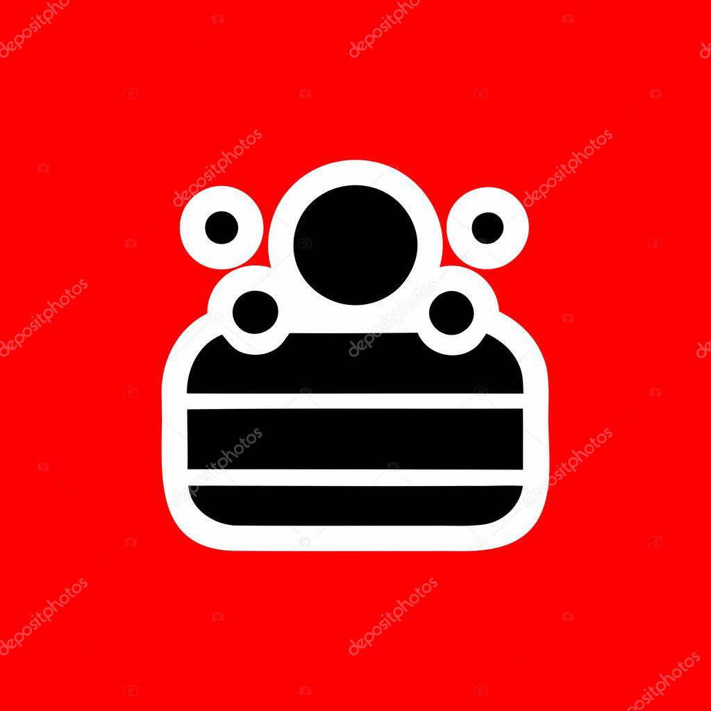 Layered Cake Icon with Toppings on Red Background