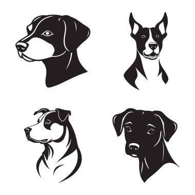 Köpek kafası simgesi siluet vektörü kümesi