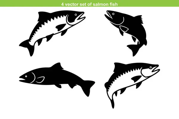 Sıçrayan Somon balığı simgesi siluet logoti vektörü