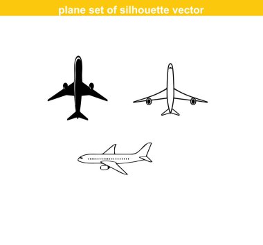 Modern uçak simgesi logot tipi vektör işareti koleksiyonu. uçak sembolü ya da logo. Uçan siluet