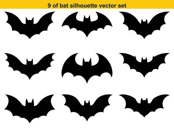 Mutlu Cadılar Bayramı Simgeleri Koleksiyonu için beyaz arkaplanlı yarasa simgesi siluet etiket vektörü seti
