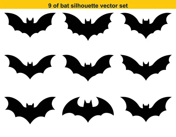 Mutlu Cadılar Bayramı Simgeleri Koleksiyonu için beyaz arkaplanlı yarasa simgesi siluet etiket vektörü seti