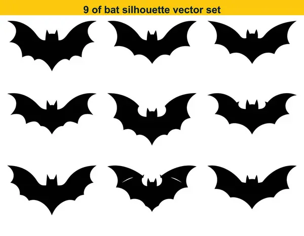 Mutlu Cadılar Bayramı Simgeleri Koleksiyonu için beyaz arkaplanlı yarasa simgesi siluet etiket vektörü seti