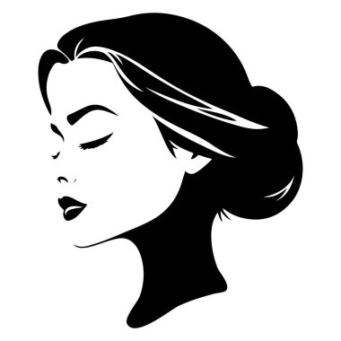 Kadın Yüz Simgesi Kadın Yüzü Kadın Yüzü, siluet vektör sanatının yarısına bölündü