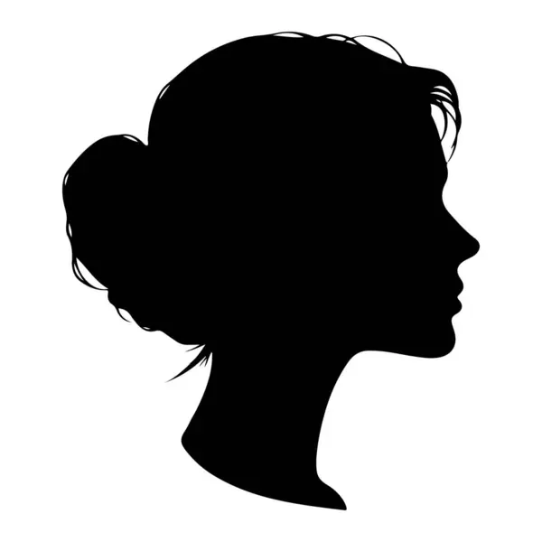 Uzun saçlı, düşünceli, zarif kadının başkanı uzun yüz simgesi siluet vektörü 