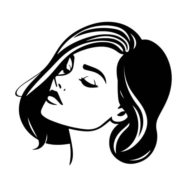 Kadın Yüz Simgesi Kadın Yüzü Kadın Yüzü, siluet vektör sanatının yarısına bölündü