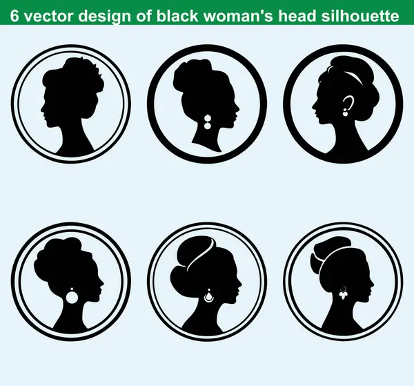 Benzersiz saç stilleri olan siyah siluet kadın baş simgeleri.