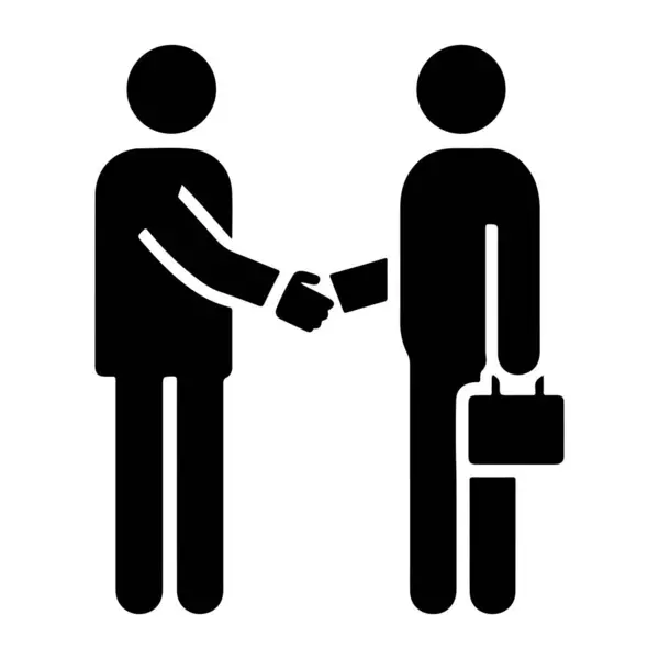 İş adamları ofis çantalarıyla el sıkışıyor, ortaklık anlaşması, vektörle kurumsal toplantı.