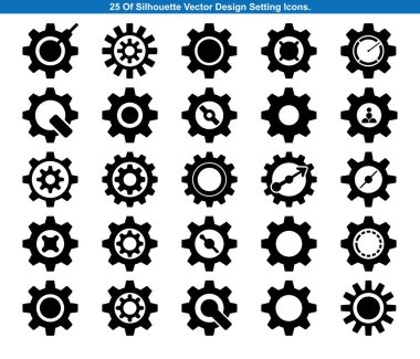 Yirmi Çekici Vites Ayarları Simge Siluet vektör koleksiyonu 
