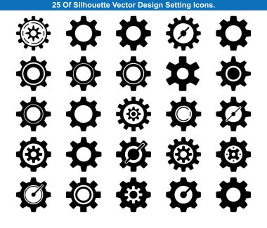 Yirmi Çekici Vites Ayarları Simge Siluet vektör koleksiyonu 