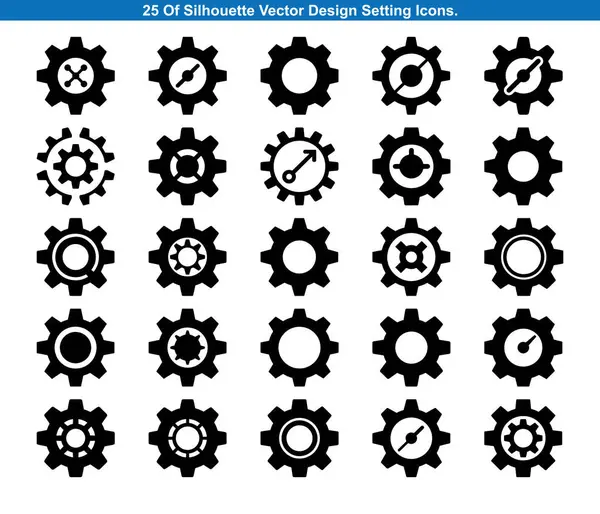 Yirmi Çekici Vites Ayarları Simge Siluet vektör koleksiyonu 