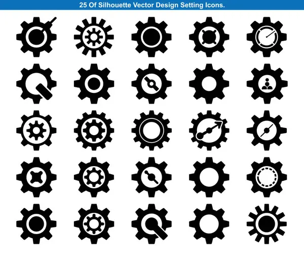 Yirmi Çekici Vites Ayarları Simge Siluet vektör koleksiyonu 