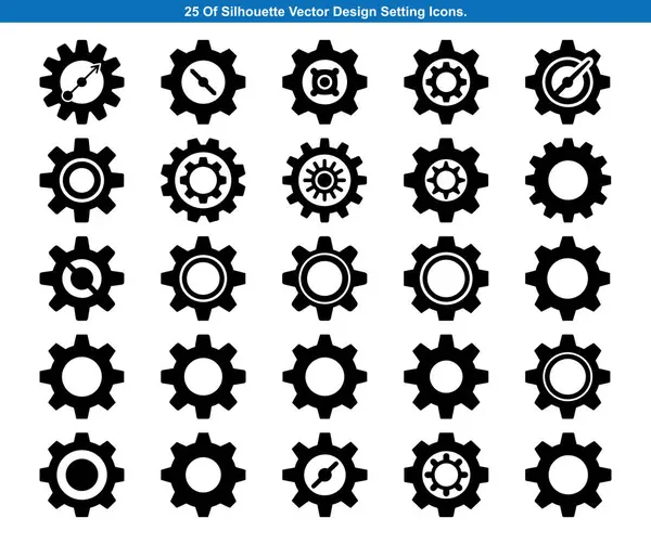 Yirmi Çekici Vites Ayarları Simge Siluet vektör koleksiyonu 