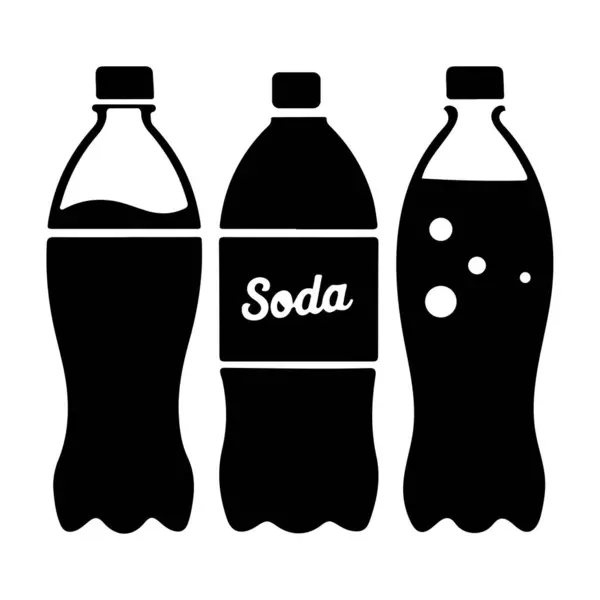 Siyah Soda Kutusu ve Plastik Şişe Simgeleri İçecek Paketi ve Markalaşma İçin İçecek Silüetlerini Ayarladı