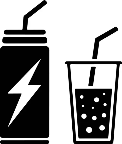 Enerji İçeceği Kutusu ve Şişe Siluetleri Vektör Ayarları Koleksiyonu