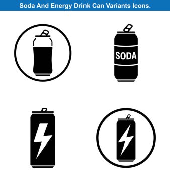 Dört Soda ve Enerji İçeceği Siluet Simgesi Ayarlandı