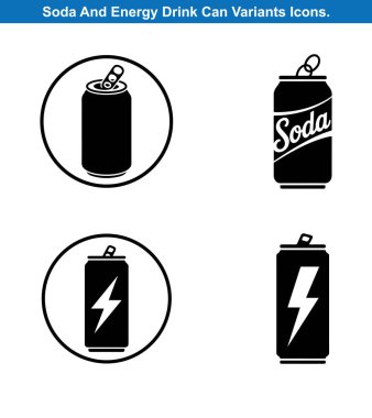 Dört Soda ve Enerji İçeceği Siluet Simgesi Ayarlandı