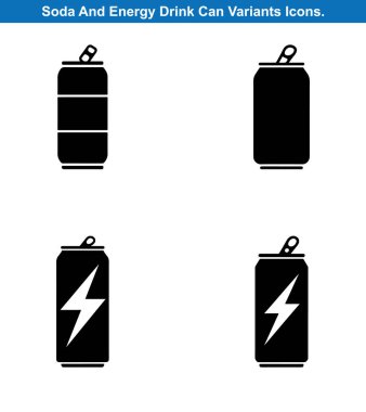 Dört Soda ve Enerji İçeceği Siluet Simgesi Ayarlandı