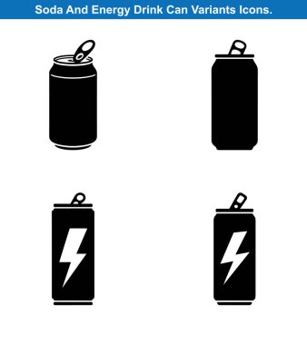 Dört Soda ve Enerji İçeceği Siluet Simgesi Ayarlandı