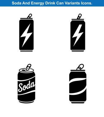 Dört Soda ve Enerji İçeceği Siluet Simgesi Ayarlandı