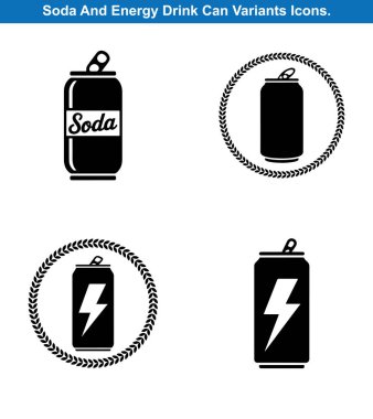 Dört Soda ve Enerji İçeceği Siluet Simgesi Ayarlandı
