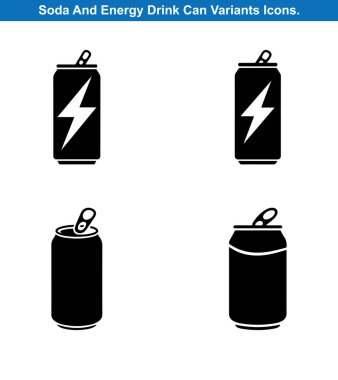 Dört Soda ve Enerji İçeceği Siluet Simgesi Ayarlandı