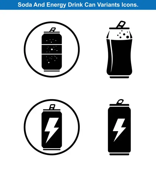 Dört Soda ve Enerji İçeceği Siluet Simgesi Ayarlandı