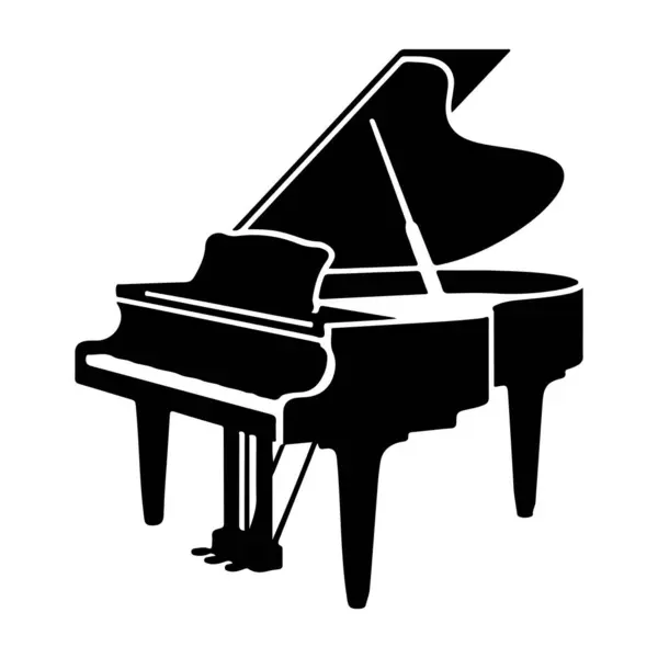 Büyük Piyano Müzik Enstrümanı Siyah Silüet vektörü