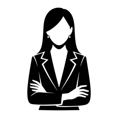 Takım Elbiseli İşkadını ve Tie Siluet vektör simgeleri.