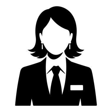 Takım Elbiseli İşkadını ve Tie Siluet vektör simgeleri.