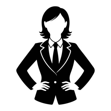 Takım Elbiseli İşkadını ve Tie Siluet vektör simgeleri.