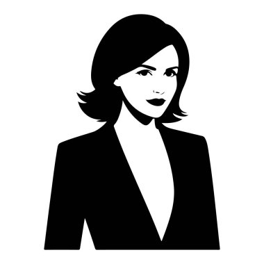 Silahlı Güvenilir İş Kadını Siyah ve Beyaz Silueti Çaprazladı