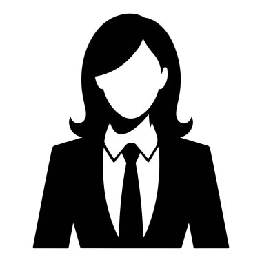 Silahlı Güvenilir İş Kadını Siyah ve Beyaz Silueti Çaprazladı