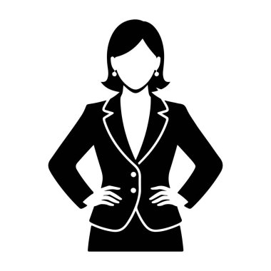 Silahlı Güvenilir İş Kadını Siyah ve Beyaz Silueti Çaprazladı