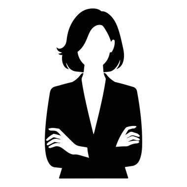 Silahlı Güvenilir İş Kadını Siyah ve Beyaz Silueti Çaprazladı