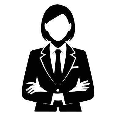 Silahlı Güvenilir İş Kadını Siyah ve Beyaz Silueti Çaprazladı