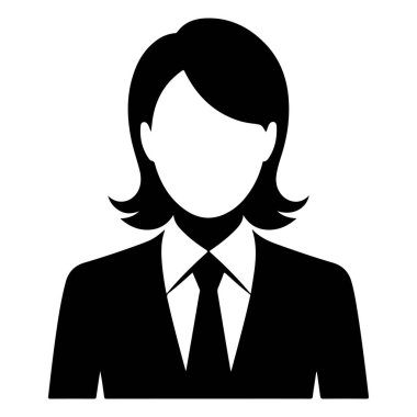 Silahlı Güvenilir İş Kadını Siyah ve Beyaz Silueti Çaprazladı