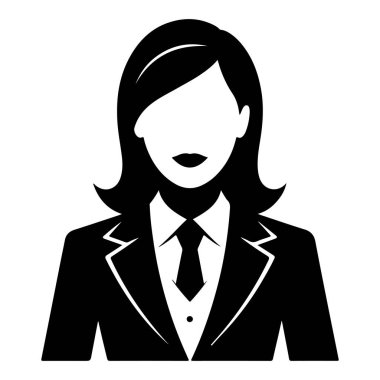 Silahlı Güvenilir İş Kadını Siyah ve Beyaz Silueti Çaprazladı