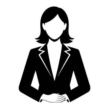 Silahlı Güvenilir İş Kadını Siyah ve Beyaz Silueti Çaprazladı