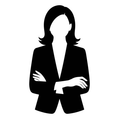 Silahlı Güvenilir İş Kadını Siyah ve Beyaz Silueti Çaprazladı