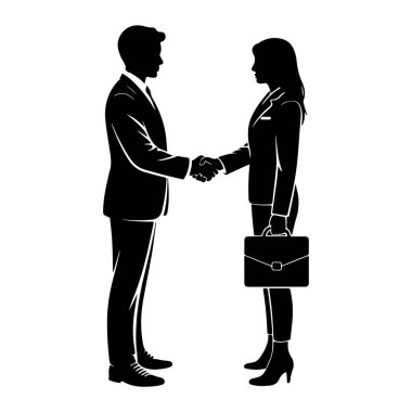 İş adamı ve İş kadını Şeffaf arkaplan ile El sıkışan Siluet vektörü