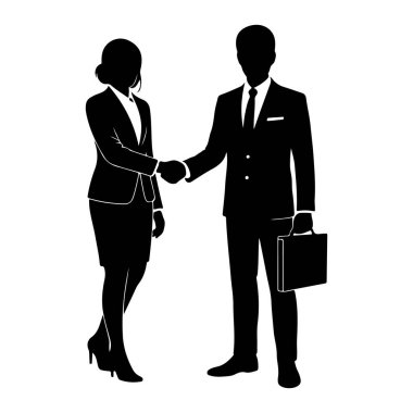 İş adamı ve İş kadını Şeffaf arkaplan ile El sıkışan Siluet vektörü